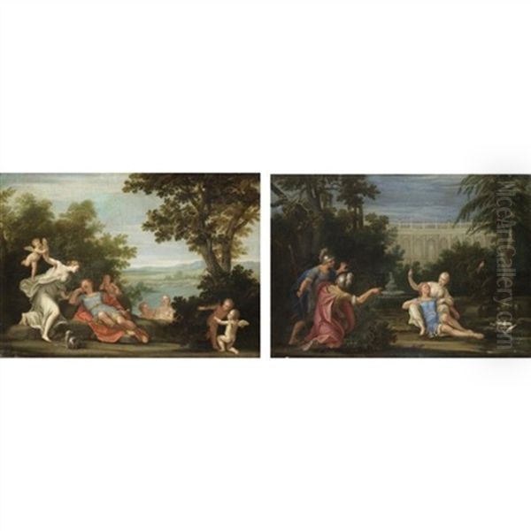 Armida Scopre Rinaldo Addormentato (+ Rinaldo E Armida Nel Giardino Incantato; Pair) Oil Painting by Luigi Quaini