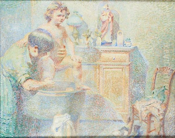 Le Bain Dans Le Tub Oil Painting by Henri Quantin