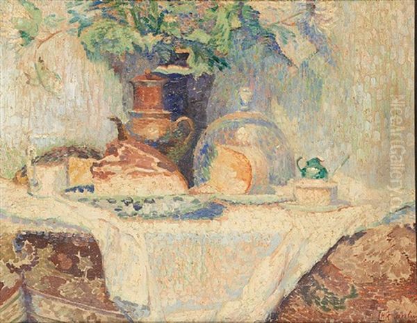 Composition A La Table Dressee Oil Painting by Henri Quantin