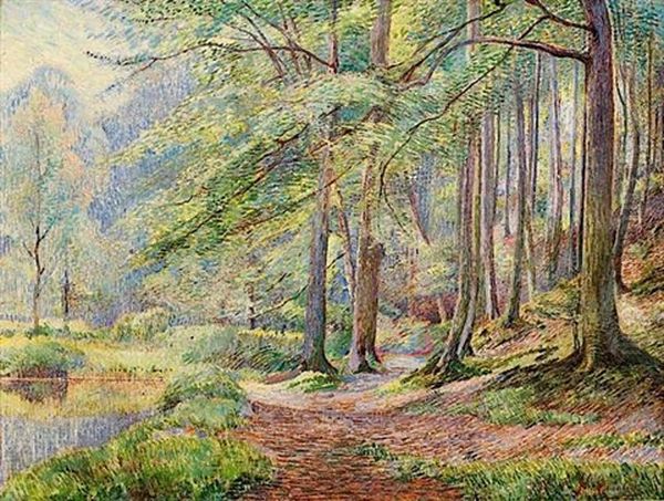 Lisiere De La Foret De Soignes Oil Painting by Henri Quantin