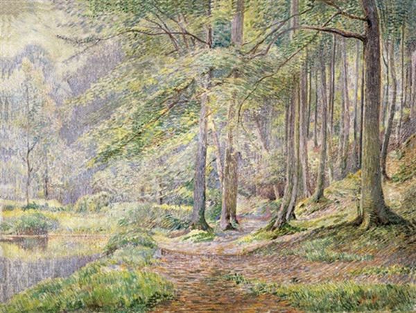 Vue De La Foret De Soignes Oil Painting by Henri Quantin