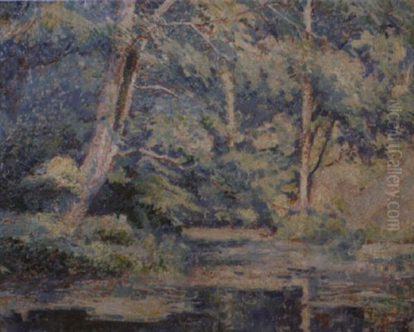 Vijver En Bos Oil Painting by Henri Quantin