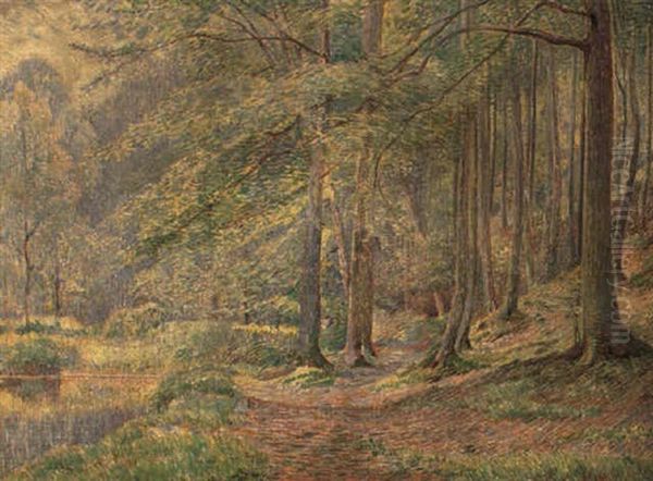 Vue De La Foret A Bruxelles Oil Painting by Henri Quantin