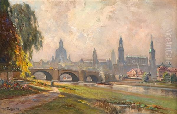 Dresden In The Palace Garden Oil Painting by Karl Quarck