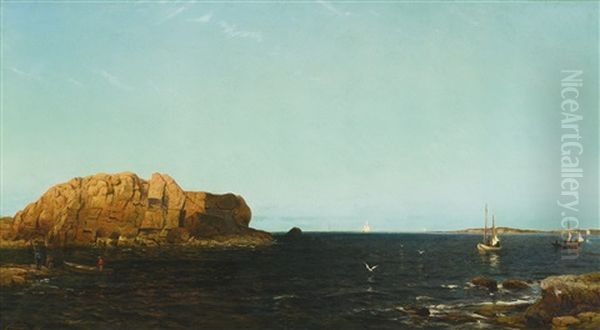 Indian Rock, Narragansett Bay Oil Painting by Arthur Quartley