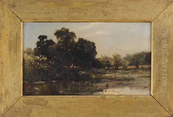 Woods And Pond Oil Painting by Arthur Quartley