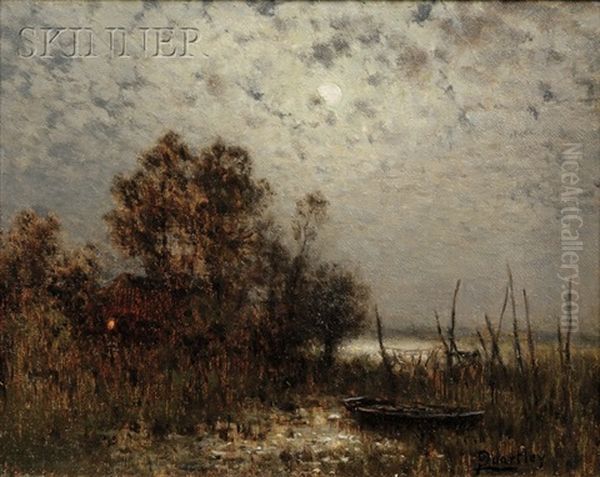 Punt Under The Moonlight Oil Painting by Arthur Quartley