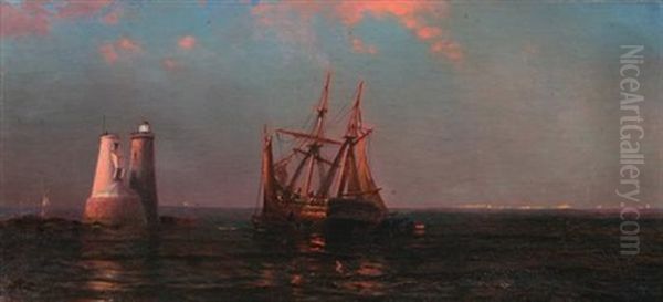 Isle Of Shoals From Mouth Of The Portsmouth Harbor, New Hampshire Oil Painting by Arthur Quartley