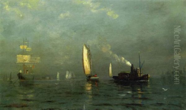 Late Afternoon East River Oil Painting by Arthur Quartley