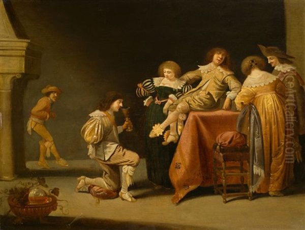 Interior With A Merry Group Oil Painting by Pieter Jansz Quast