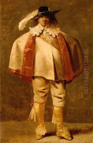 Portrait Of Cavalier Wearing Cream With Yellow Stockings And Shoes Oil Painting by Pieter Jansz Quast