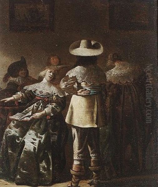 An Elegant Company In An Interior Oil Painting by Pieter Jansz Quast