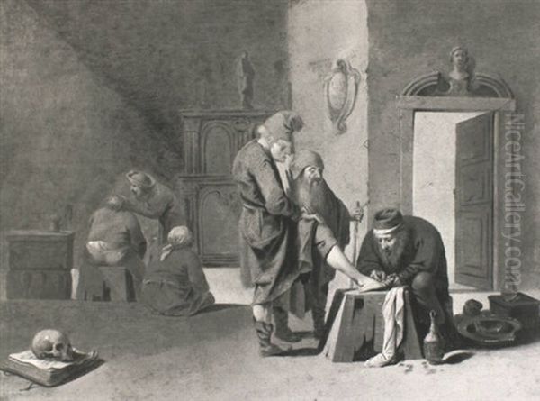 A Chiropodist At Work In A Surgery Oil Painting by Pieter Jansz Quast