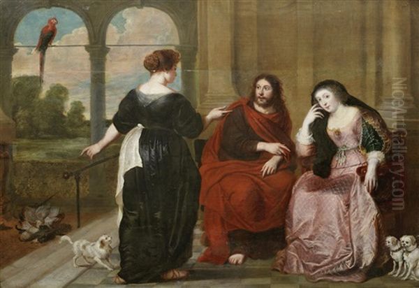 Christ In The House Of Martha And Mary Oil Painting by Erasmus Quellinus II