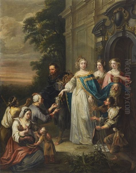 Saint Elizabeth Of Thuringia Giving Alms Oil Painting by Erasmus Quellinus II