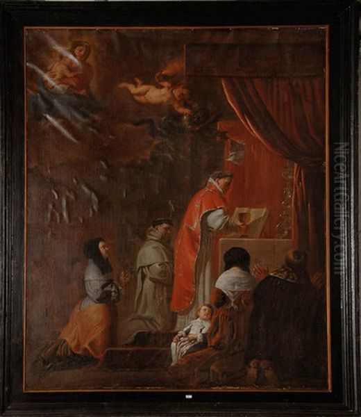 Messe Interrompue Par Une Apparition Du Diable Mais Sauvee Par Un Ange Oil Painting by Erasmus Quellinus II