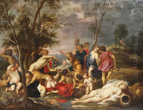 Les Andriens (after Rubens) Oil Painting by Erasmus Quellinus II