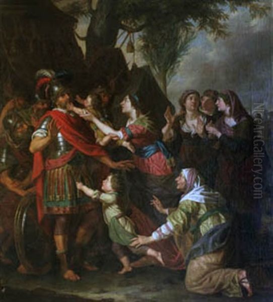 Volumnia Con Sus Hijos Ante Coriolanus Oil Painting by Erasmus Quellinus II