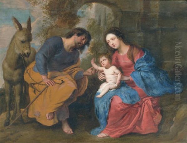 The Rest On The Flight Into Egypt Oil Painting by Erasmus Quellinus II