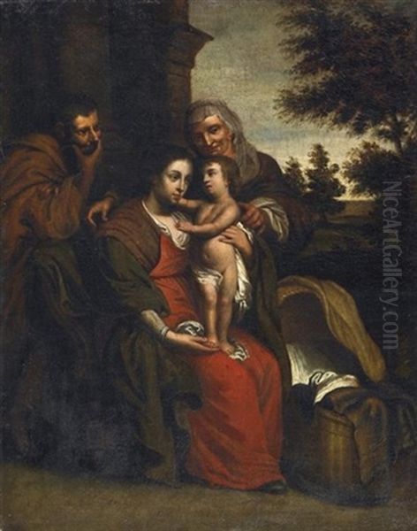 Die Heilige Familie Mit Josef Und Anna Oil Painting by Erasmus Quellinus II