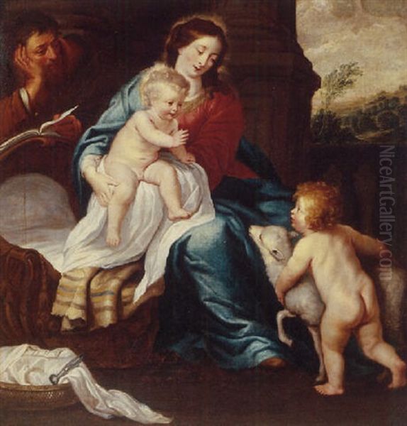 The Madonna And Child With The Infant Saint John The Baptist Oil Painting by Erasmus Quellinus II