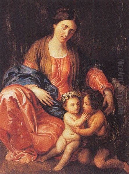 The Madonna And Child With Saint John Oil Painting by Erasmus Quellinus II