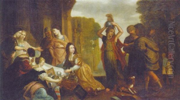 Achilles And The Daughters Of Lycomedes Oil Painting by Erasmus Quellinus II