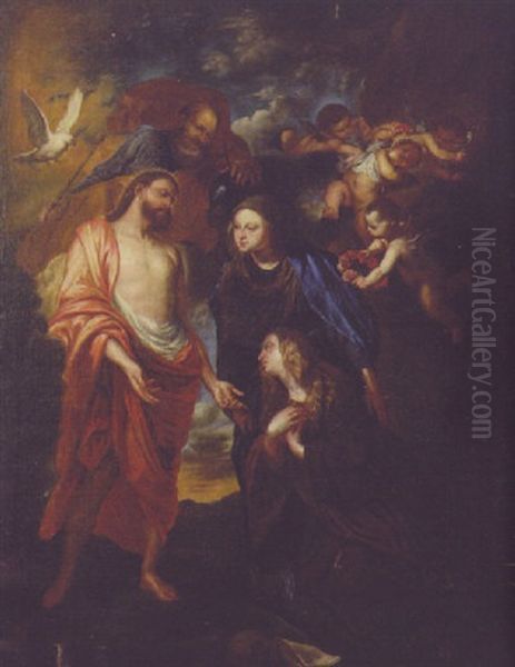 Saint Dorothy Being Presented To The Trinity By The Virgin Mary Oil Painting by Erasmus Quellinus II