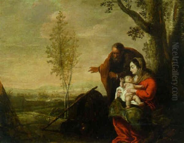 The Rest On The Flight Into Egypt Oil Painting by Erasmus Quellinus II