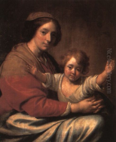 A Mother And Child Oil Painting by Erasmus Quellinus II