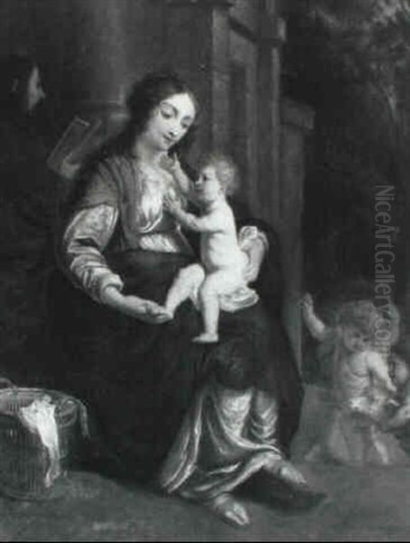 La Sainte Famille Et Saint Jean Oil Painting by Erasmus Quellinus II