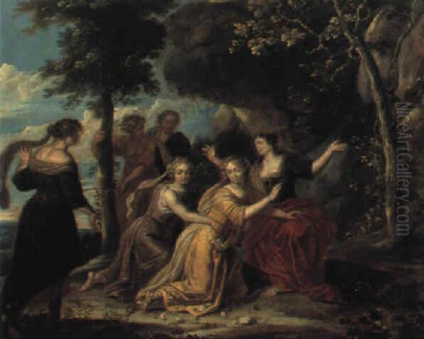 Scena Mitologica (euridice Morsa Dal Serpente?) Oil Painting by Erasmus Quellinus II