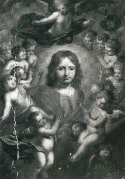 The Infant Christ In Glory Surrounded By Angels Oil Painting by Erasmus Quellinus II