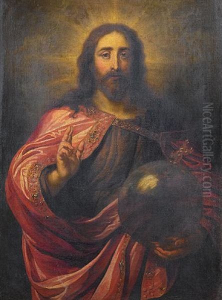 Christ As Salvator Mundi Oil Painting by Jan Erasmus Quellinus