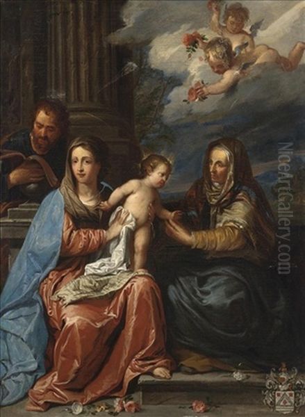 The Holy Family With Saint Anne Oil Painting by Jan Erasmus Quellinus