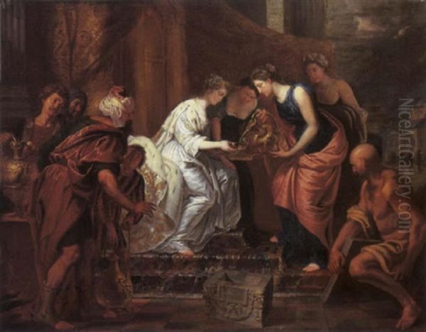 Queen Artemisia Drinking The Ashes Of Her Husband Mausolus Oil Painting by Jan Erasmus Quellinus