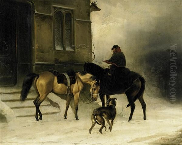 Winterliche Rast Oil Painting by Gustave Quentell