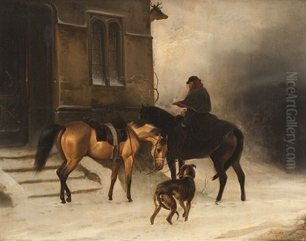 Winterliche Rast Oil Painting by Gustave Quentell