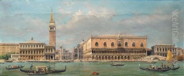 View Of Piazza San Marco And The Doge's Palace Oil Painting by Luigi Querena