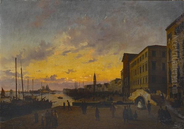 Riva Degli Schiavoni, Venezia Oil Painting by Luigi Querena