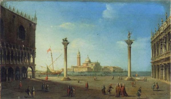 La Piazzetta Et L'ile Saint Georges Oil Painting by Luigi Querena