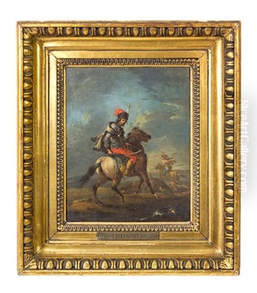 A Soldier On Horseback Oil Painting by August Querfurt