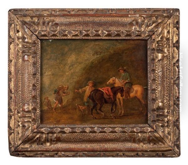 Cavalier Et Voyageurs (pair) Oil Painting by August Querfurt