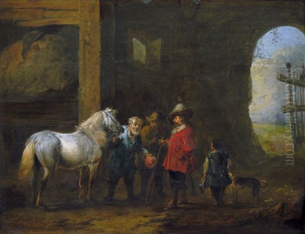 Der Schimmel Im Stall Oil Painting by August Querfurt