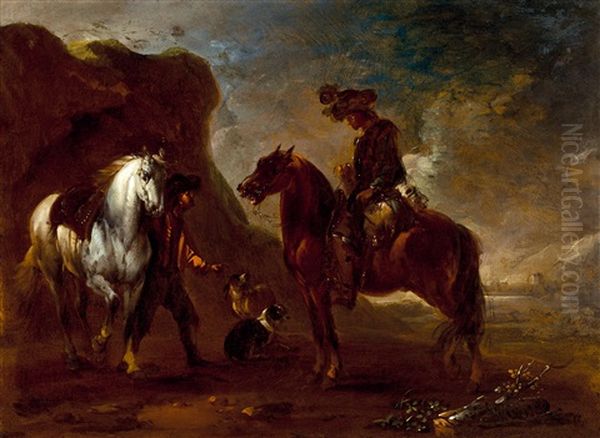 Riders Oil Painting by August Querfurt