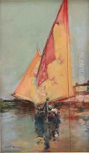 Sailboats Oil Painting by Maurice Bompard