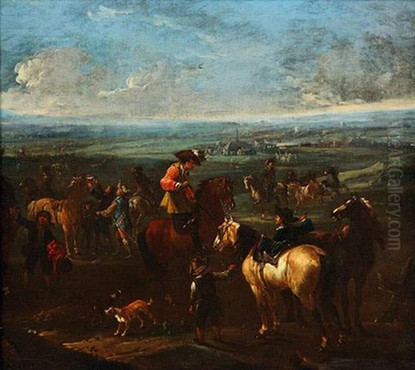 Le Marche Aux Chevaux Oil Painting by August Querfurt