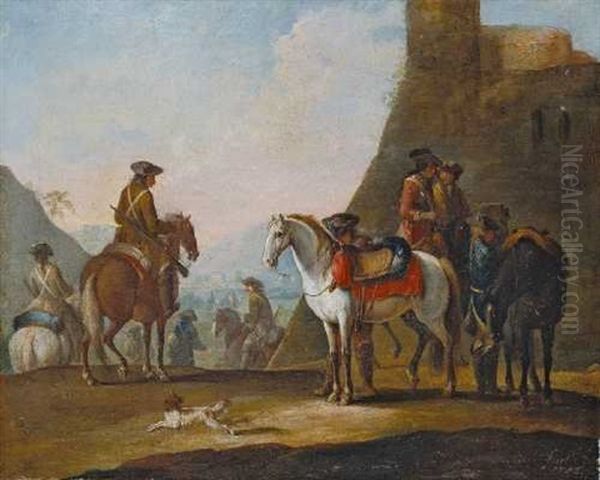 Aufbruch Der Soldaten Oil Painting by August Querfurt