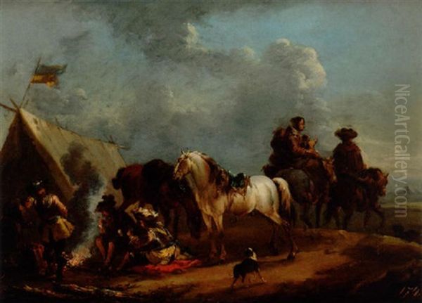 Harlager Oil Painting by August Querfurt