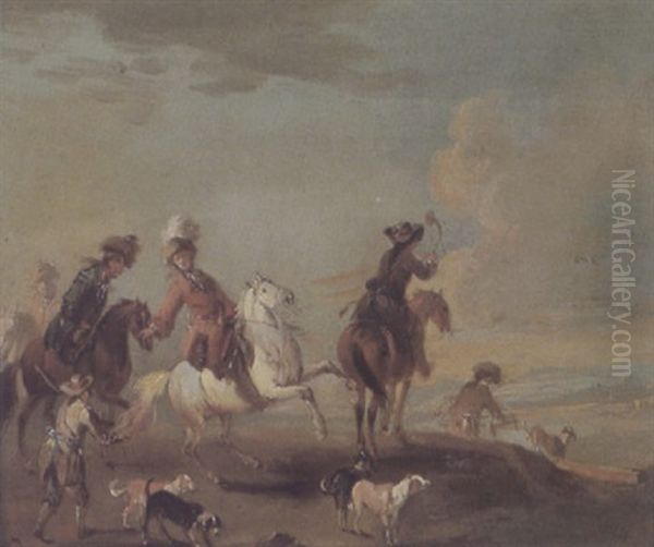 Aufbruch Zur Falkenjagd Oil Painting by August Querfurt